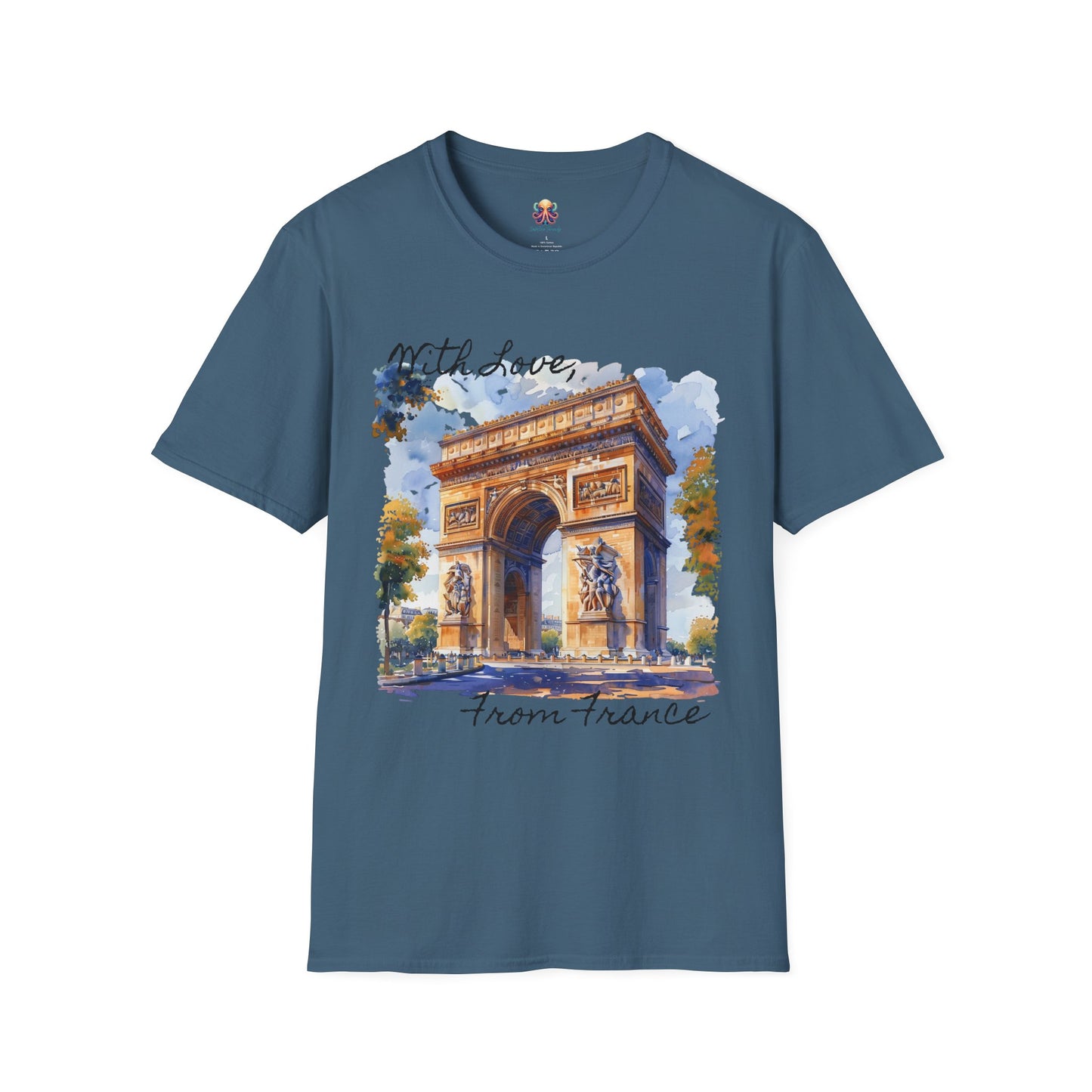 French Arch Watercolor , France Softstyle T-Shirt, Unisex Tee, Economy Shipping