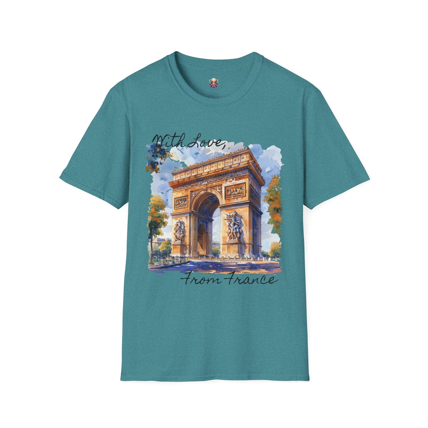 French Arch Watercolor , France Softstyle T-Shirt, Unisex Tee, Economy Shipping