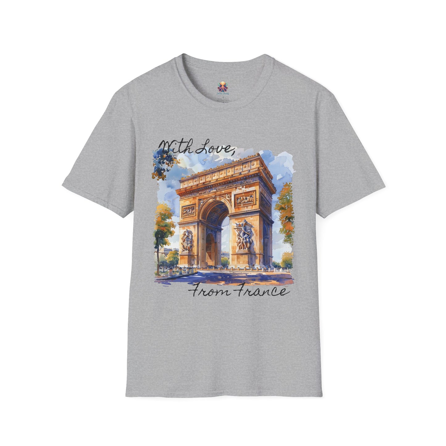 French Arch Watercolor , France Softstyle T-Shirt, Unisex Tee, Economy Shipping