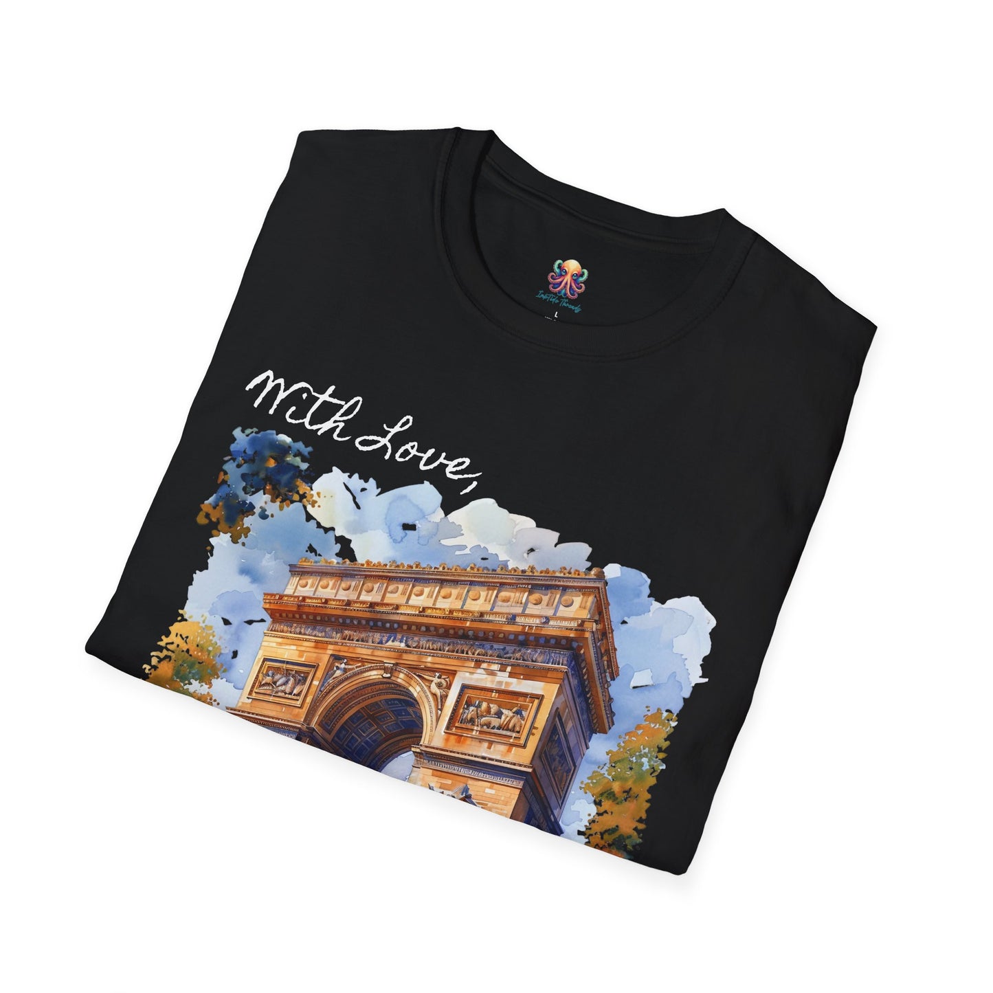 French Arch Watercolor , France Softstyle T-Shirt, Unisex Tee, Economy Shipping