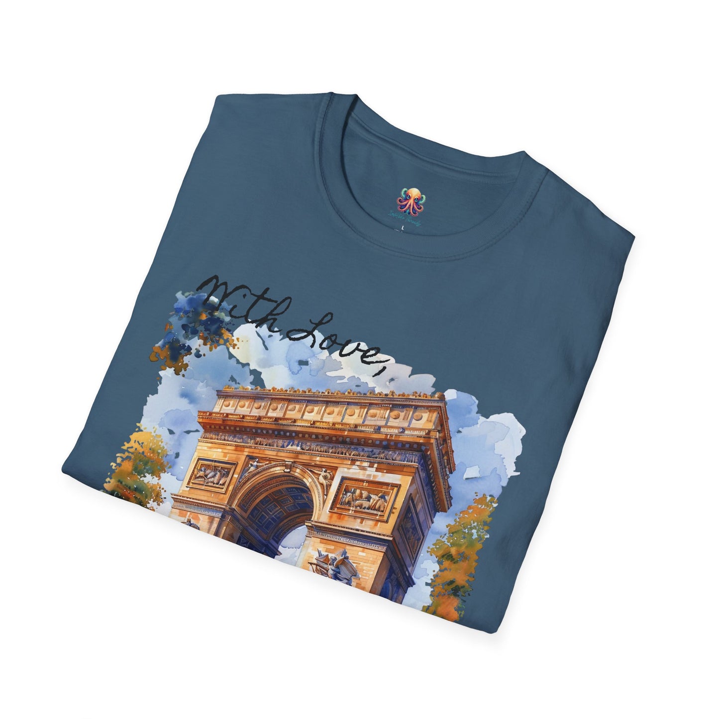 French Arch Watercolor , France Softstyle T-Shirt, Unisex Tee, Economy Shipping