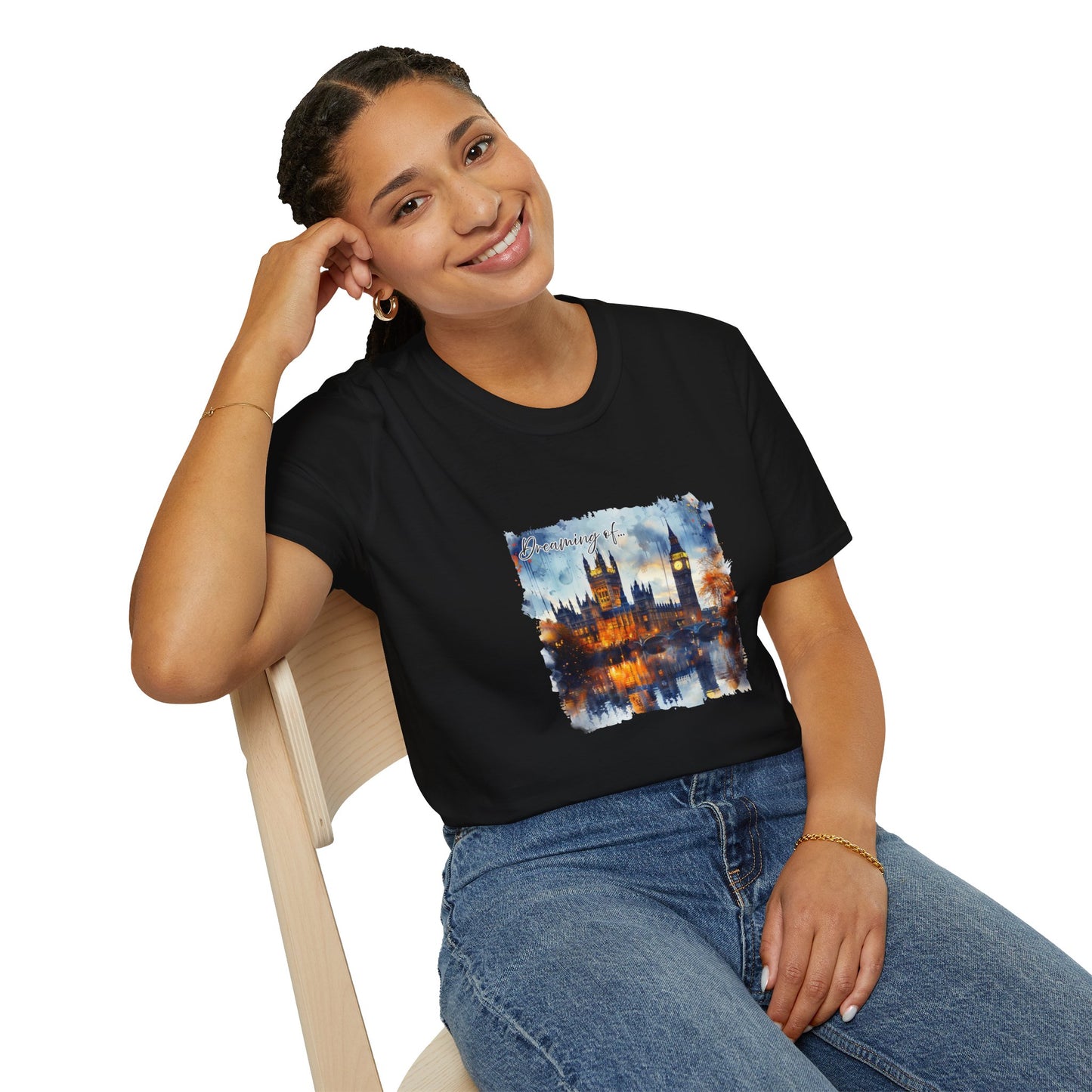 London Watercolor T-Shirt, women's soft tee, traveler's tee, Economy shipping