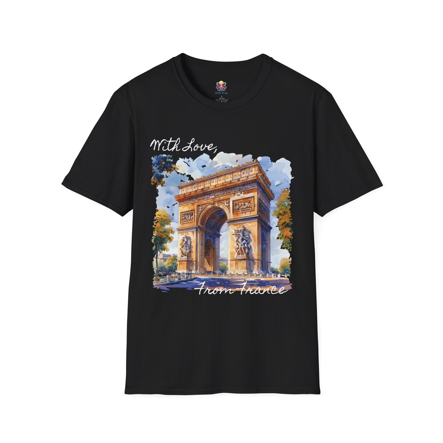 French Arch Watercolor , France Softstyle T-Shirt, Unisex Tee, Economy Shipping