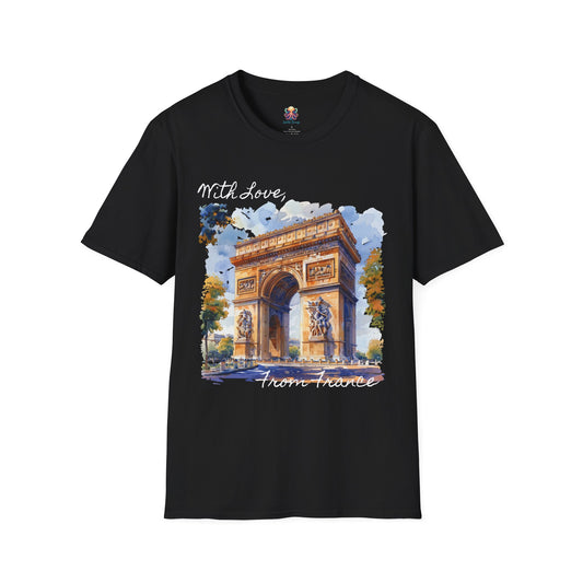 French Arch Watercolor , France Softstyle T-Shirt, Unisex Tee, Economy Shipping