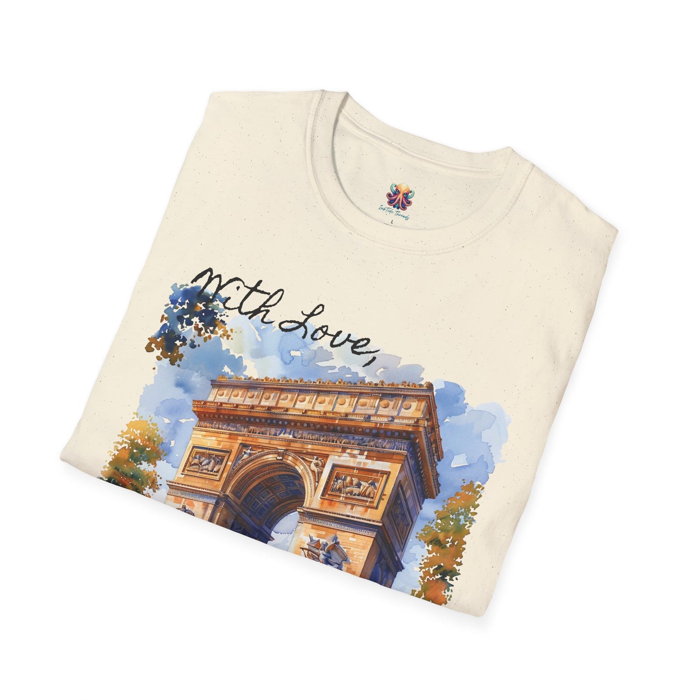 French Arch Watercolor , France Softstyle T-Shirt, Unisex Tee, Economy Shipping