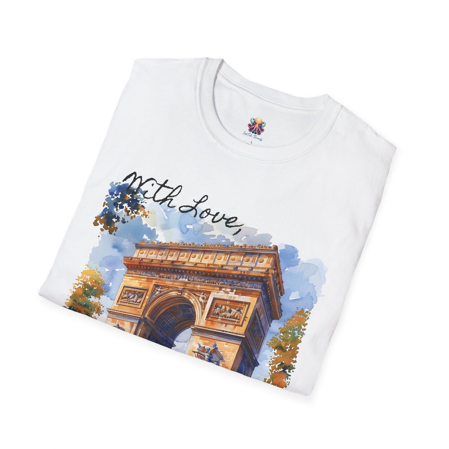 French Arch Watercolor , France Softstyle T-Shirt, Unisex Tee, Economy Shipping