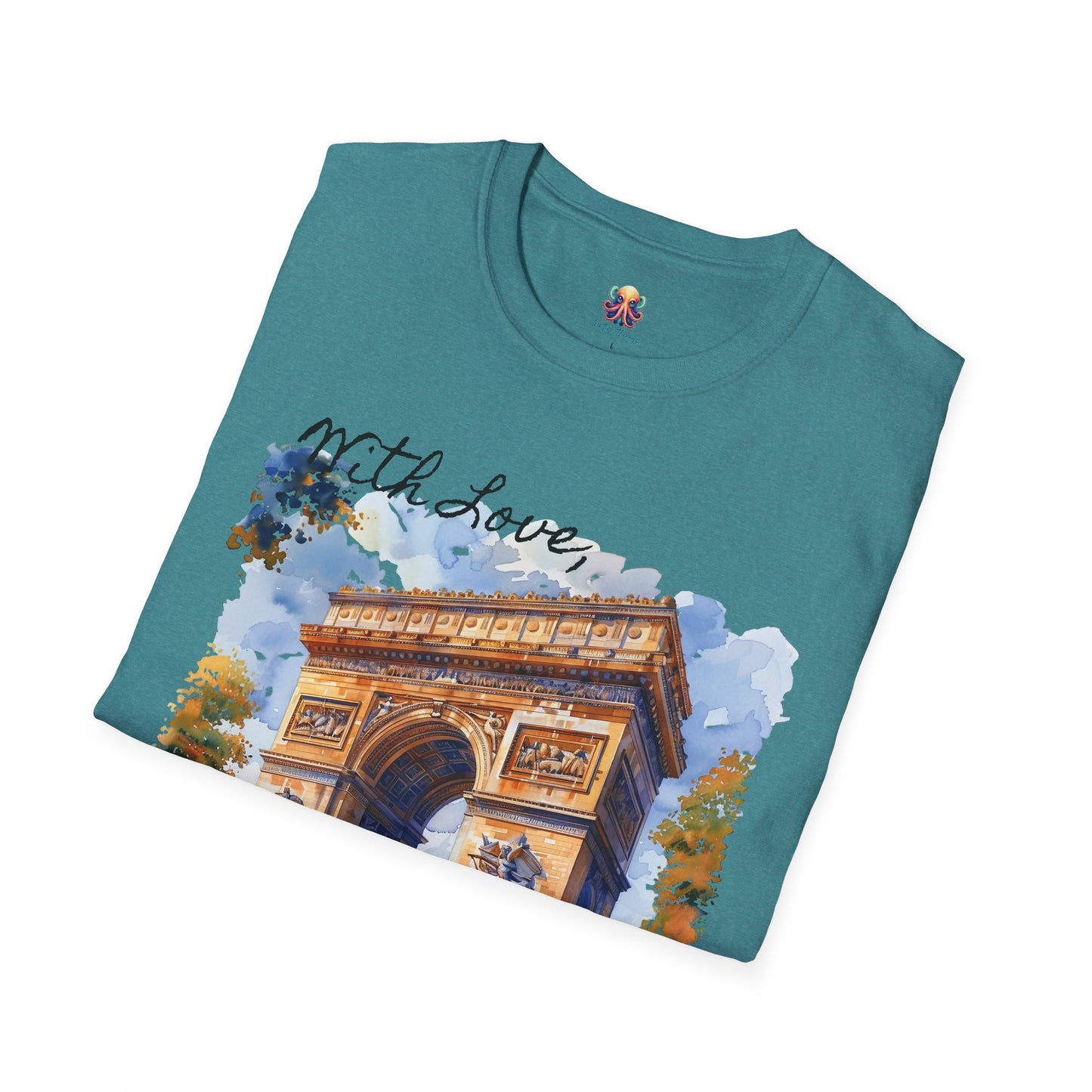 French Arch Watercolor , France Softstyle T-Shirt, Unisex Tee, Economy Shipping