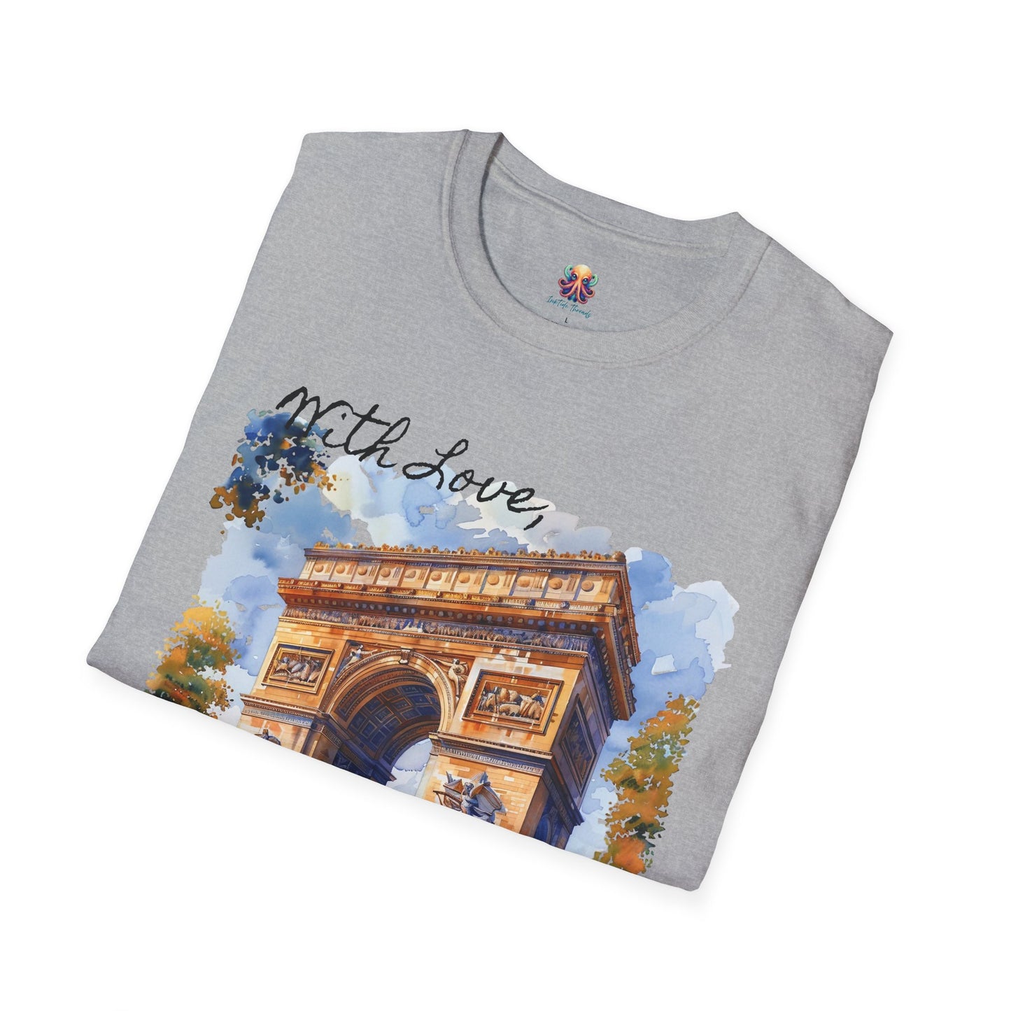 French Arch Watercolor , France Softstyle T-Shirt, Unisex Tee, Economy Shipping